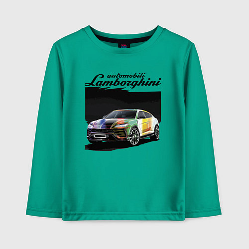 Детский лонгслив Lamborghini Urus - это очень круто! / Зеленый – фото 1