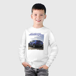 Лонгслив хлопковый детский Lamborghini Urus Sport, цвет: белый — фото 2