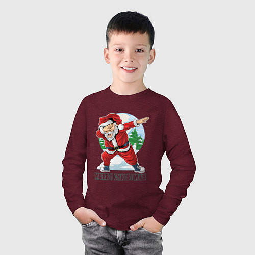 Детский лонгслив Dab Santa / Меланж-бордовый – фото 3