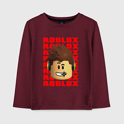 Лонгслив хлопковый детский ROBLOX RED LOGO LEGO FACE, цвет: меланж-бордовый