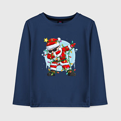 Лонгслив хлопковый детский DAB SANTA CLAUS В ГЕРЛЯНДЕ, цвет: тёмно-синий