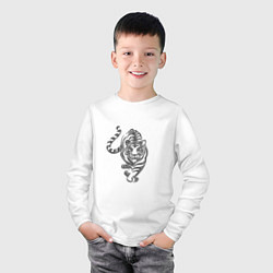 Лонгслив хлопковый детский Символ года тигр, цвет: белый — фото 2