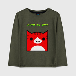 Лонгслив хлопковый детский Geometry Dash: Cat Skin, цвет: меланж-хаки