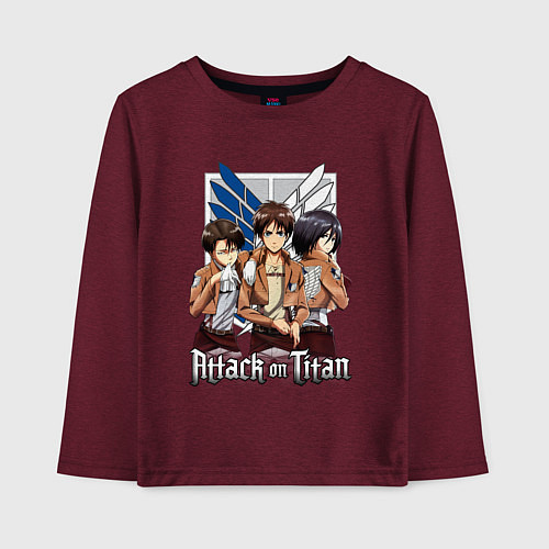 Детский лонгслив Атака Титанов Attack on Titan / Меланж-бордовый – фото 1