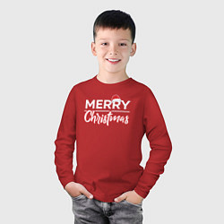 Лонгслив хлопковый детский Merry Christmas Счастливого Рождества, цвет: красный — фото 2