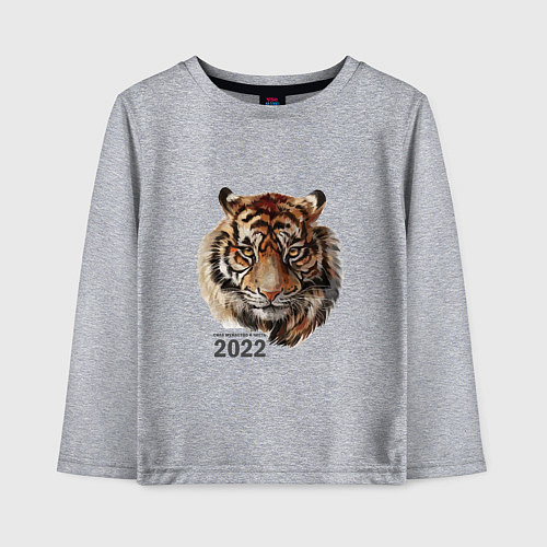 Детский лонгслив Тигр 2022 символ / Меланж – фото 1