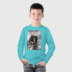 Лонгслив хлопковый детский James Alan Hetfield - Metallica vocalist, цвет: бирюзовый — фото 2