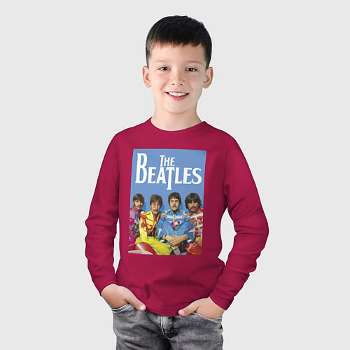 Детский лонгслив The Beatles - world legend! / Маджента – фото 3