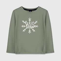 Лонгслив хлопковый детский Snowflake Let it snow, цвет: авокадо