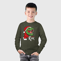 Лонгслив хлопковый детский T-rex Merry Roar, цвет: меланж-хаки — фото 2