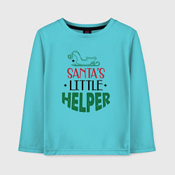 Лонгслив хлопковый детский Santas littke helper, цвет: бирюзовый