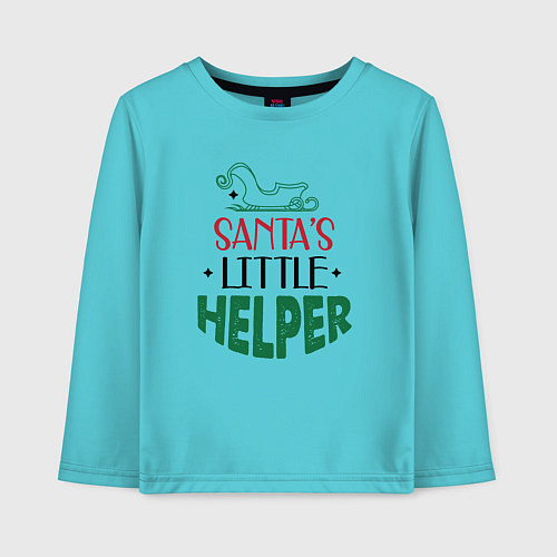 Детский лонгслив Santas littke helper / Бирюзовый – фото 1