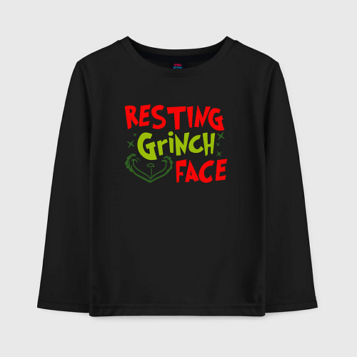 Детский лонгслив Resting Grinch Face Новогодний / Черный – фото 1