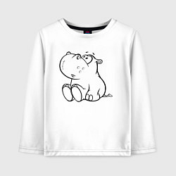 Лонгслив хлопковый детский Бегемотик детский cotton theme, цвет: белый