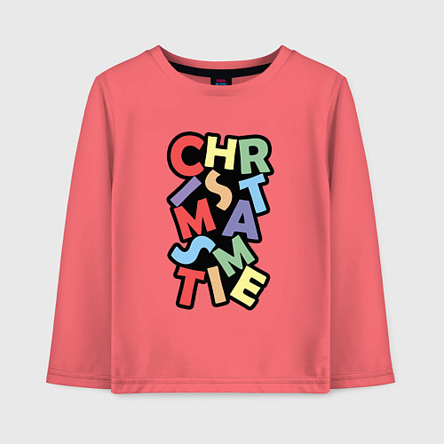 Детский лонгслив Christmas Time Рождественское Время / Коралловый – фото 1