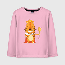 Лонгслив хлопковый детский Король тигр, цвет: светло-розовый