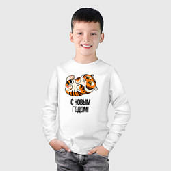 Лонгслив хлопковый детский С Новым годом 2022 год тигра, цвет: белый — фото 2