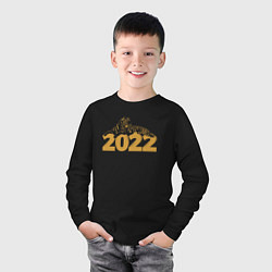Лонгслив хлопковый детский Gold - Новогодний Тигр 2022, цвет: черный — фото 2