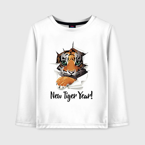 Детский лонгслив New Tiger Year! / Белый – фото 1