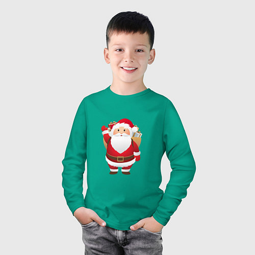 Детский лонгслив Санта-Клаус подарки / Зеленый – фото 3