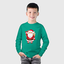 Лонгслив хлопковый детский Санта-Клаус подарки, цвет: зеленый — фото 2