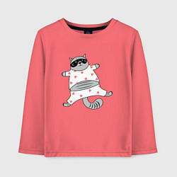 Лонгслив хлопковый детский Кот в пижаме, цвет: коралловый