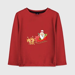 Лонгслив хлопковый детский Санта-Клаус катается на санях, цвет: красный