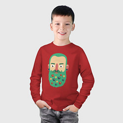 Лонгслив хлопковый детский Зеленая борода, цвет: красный — фото 2