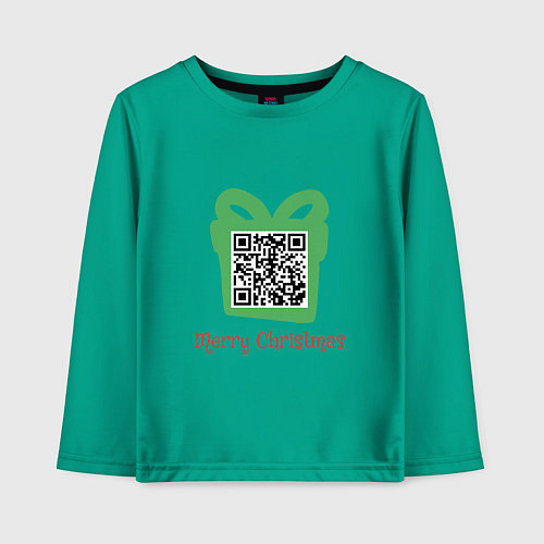 Детский лонгслив QR Christmas / Зеленый – фото 1