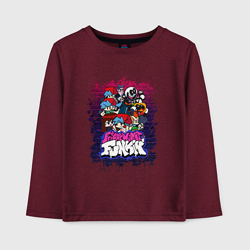 Детский лонгслив ГЕРОИ FRIDAY NIGHT FUNKIN FNF / Меланж-бордовый – фото 1