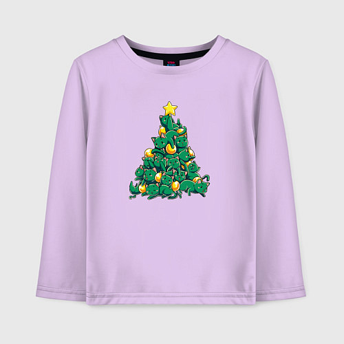 Детский лонгслив Christmas Tree Made Of Green Cats / Лаванда – фото 1