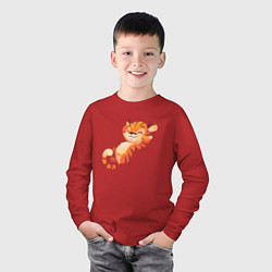 Лонгслив хлопковый детский Тигр на чиле, цвет: красный — фото 2