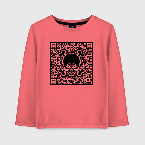 Детский лонгслив SKULL & BONES QR-code / Коралловый – фото 1