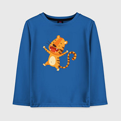 Лонгслив хлопковый детский Счастливый тигр 2022, цвет: синий