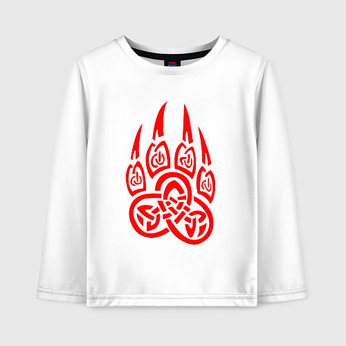 Детский лонгслив ПЕЧАТЬ ВЕЛЕСА КРАСНЫЙ ЛАПА ВОЛКА / Белый – фото 1