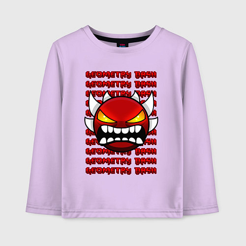 Детский лонгслив GEOMETRY DASH КРАСНЫЙ ОГНЕННЫЙ ДЕМОН / Лаванда – фото 1