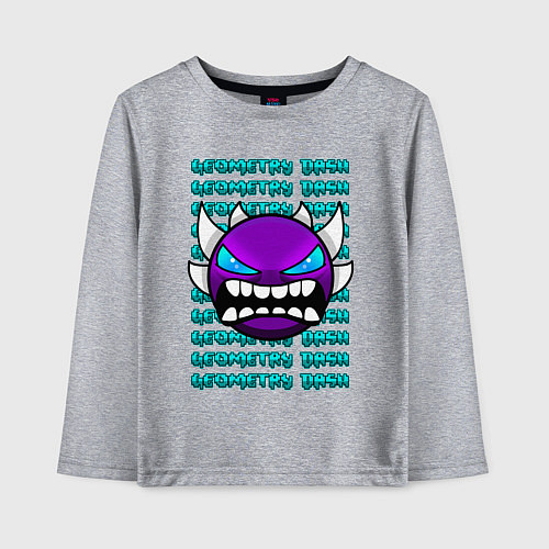 Детский лонгслив GEOMETRY DASH ФИОЛЕТОВЫЙ ДЕМОН ГЕОМЕТРИЯ / Меланж – фото 1