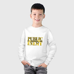 Лонгслив хлопковый детский Public Enemy Rap, цвет: белый — фото 2