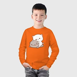 Лонгслив хлопковый детский Котики играют 02, цвет: оранжевый — фото 2