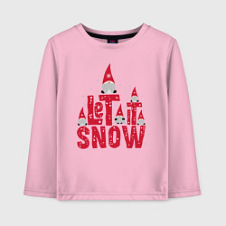 Лонгслив хлопковый детский Let it snow - пусть идет снег, цвет: светло-розовый