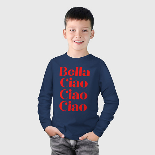 Детский лонгслив Bella Ciao Бумажный Дом / Тёмно-синий – фото 3