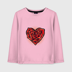 Лонгслив хлопковый детский Роза в сердце, цвет: светло-розовый
