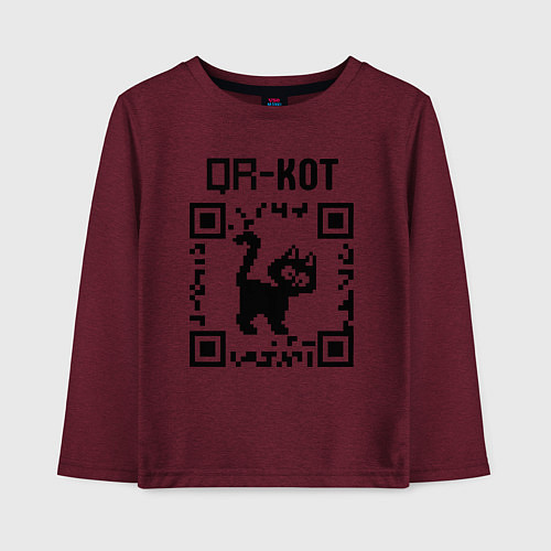 Детский лонгслив QR кот КОТИК / Меланж-бордовый – фото 1