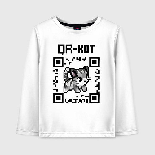 Детский лонгслив QR код QR кот / Белый – фото 1