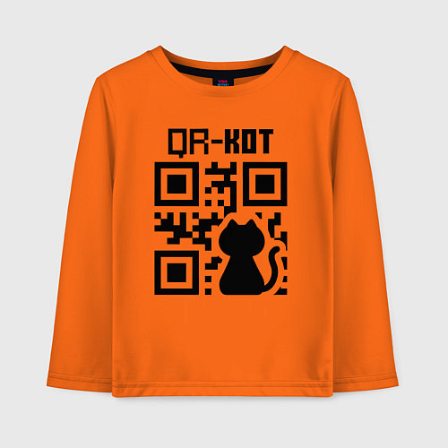 Детский лонгслив QR КОТ КОТЕНОК / Оранжевый – фото 1