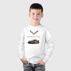 Лонгслив хлопковый детский Chevrolet Corvette - Motorsport racing team, цвет: белый — фото 2