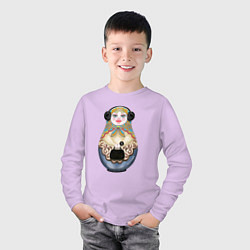 Лонгслив хлопковый детский Современная матрешка, цвет: лаванда — фото 2