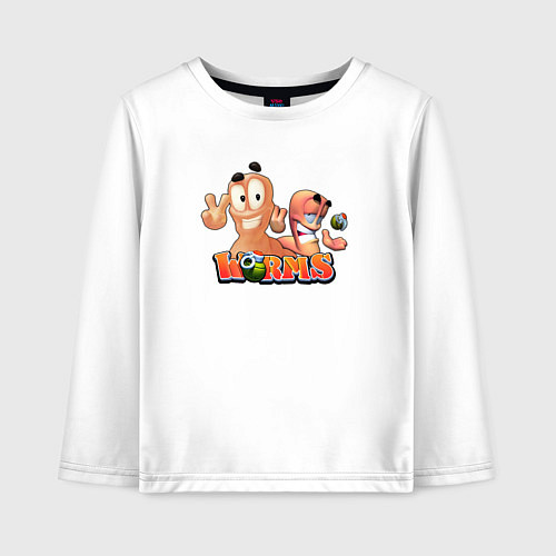 Детский лонгслив Червячки Worms / Белый – фото 1