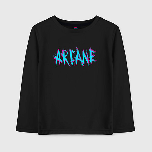 Детский лонгслив ARCANE LEAGUE OF LEGENDS NEON LOGO / Черный – фото 1