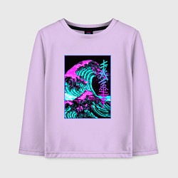 Лонгслив хлопковый детский НЕОНОВАЯ ВОЛНА, ЯПОНИЯ, ФУДЗИЯМА JAPAN NEON, цвет: лаванда